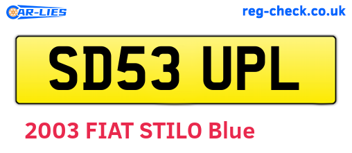 SD53UPL are the vehicle registration plates.