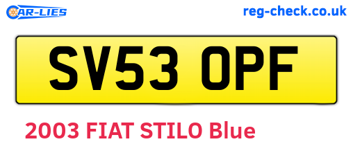 SV53OPF are the vehicle registration plates.