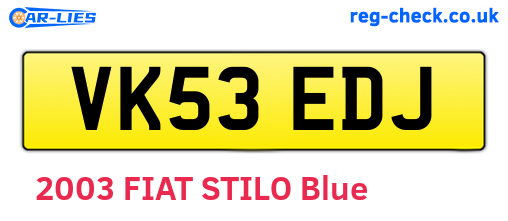 VK53EDJ are the vehicle registration plates.