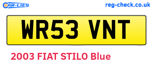 WR53VNT are the vehicle registration plates.