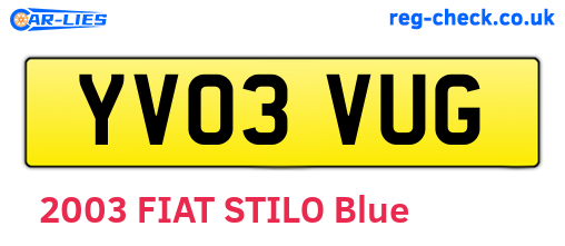 YV03VUG are the vehicle registration plates.