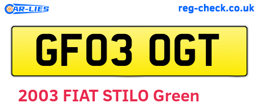 GF03OGT are the vehicle registration plates.