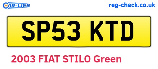SP53KTD are the vehicle registration plates.