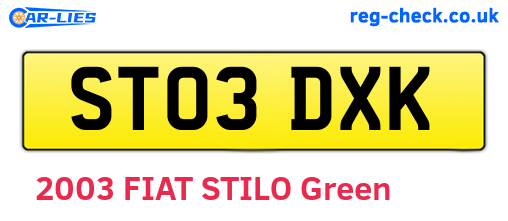 ST03DXK are the vehicle registration plates.