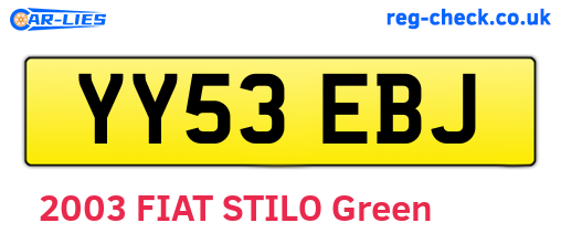 YY53EBJ are the vehicle registration plates.