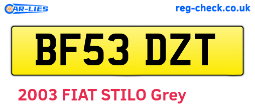 BF53DZT are the vehicle registration plates.