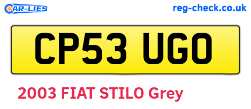 CP53UGO are the vehicle registration plates.