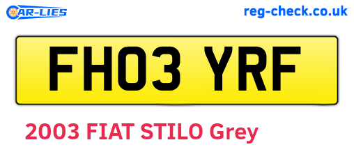 FH03YRF are the vehicle registration plates.