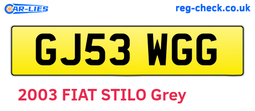 GJ53WGG are the vehicle registration plates.