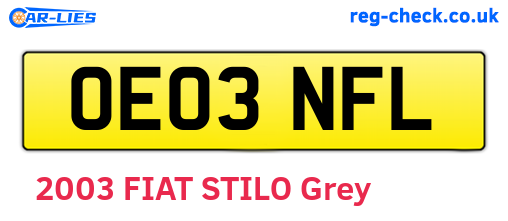 OE03NFL are the vehicle registration plates.