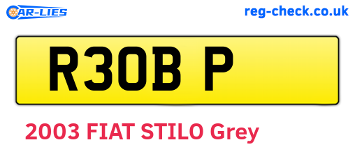 R3OBP are the vehicle registration plates.