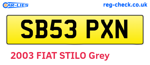SB53PXN are the vehicle registration plates.