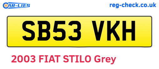 SB53VKH are the vehicle registration plates.