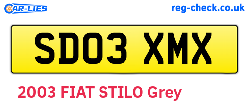 SD03XMX are the vehicle registration plates.