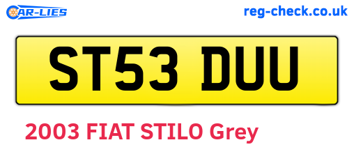 ST53DUU are the vehicle registration plates.