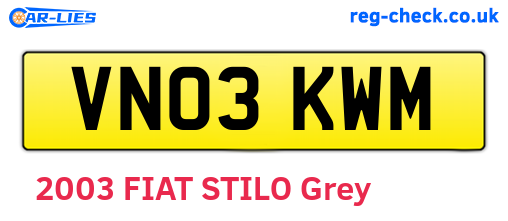 VN03KWM are the vehicle registration plates.