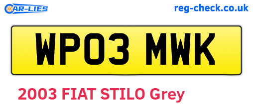 WP03MWK are the vehicle registration plates.
