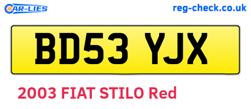 BD53YJX are the vehicle registration plates.