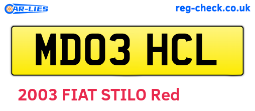 MD03HCL are the vehicle registration plates.
