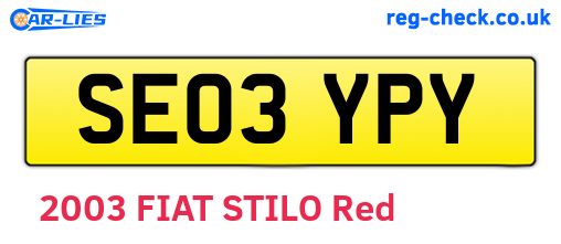 SE03YPY are the vehicle registration plates.