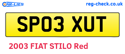 SP03XUT are the vehicle registration plates.