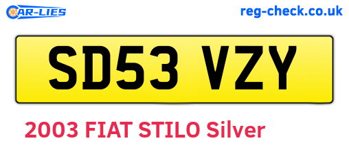SD53VZY are the vehicle registration plates.
