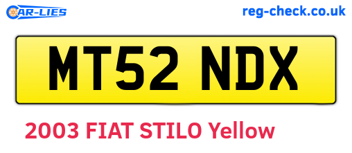 MT52NDX are the vehicle registration plates.
