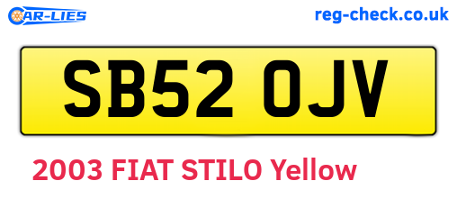 SB52OJV are the vehicle registration plates.