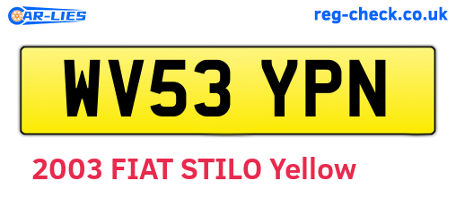WV53YPN are the vehicle registration plates.