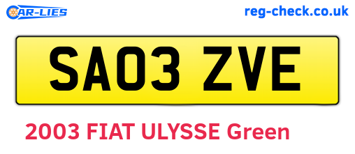 SA03ZVE are the vehicle registration plates.