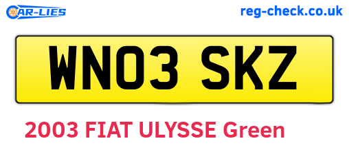WN03SKZ are the vehicle registration plates.