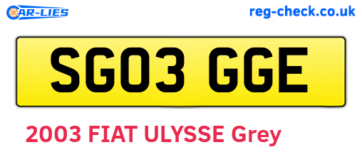 SG03GGE are the vehicle registration plates.