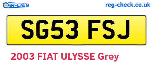 SG53FSJ are the vehicle registration plates.