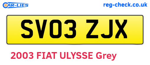 SV03ZJX are the vehicle registration plates.