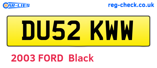 DU52KWW are the vehicle registration plates.