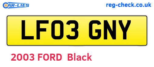 LF03GNY are the vehicle registration plates.