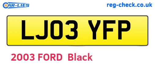 LJ03YFP are the vehicle registration plates.