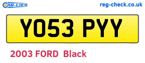 YO53PYY are the vehicle registration plates.