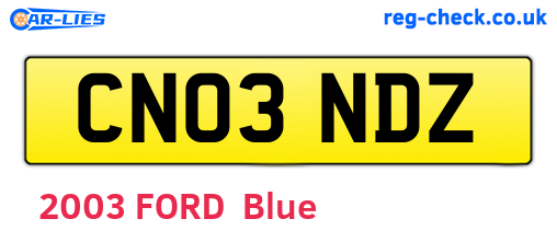 CN03NDZ are the vehicle registration plates.
