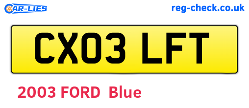 CX03LFT are the vehicle registration plates.
