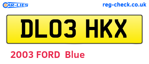 DL03HKX are the vehicle registration plates.