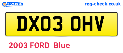 DX03OHV are the vehicle registration plates.