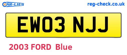 EW03NJJ are the vehicle registration plates.