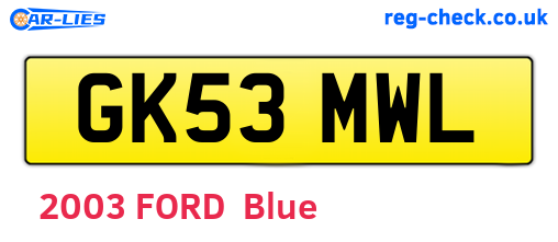 GK53MWL are the vehicle registration plates.