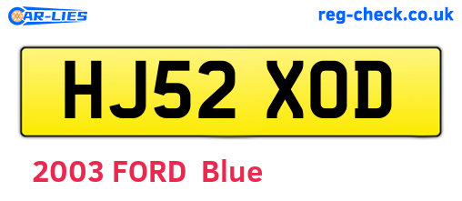 HJ52XOD are the vehicle registration plates.