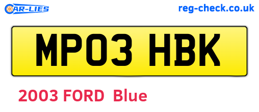MP03HBK are the vehicle registration plates.