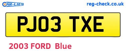PJ03TXE are the vehicle registration plates.