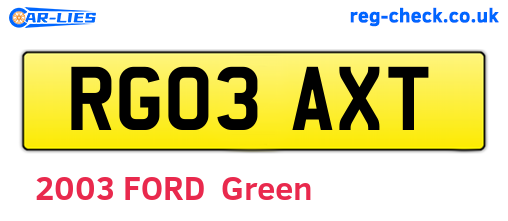RG03AXT are the vehicle registration plates.