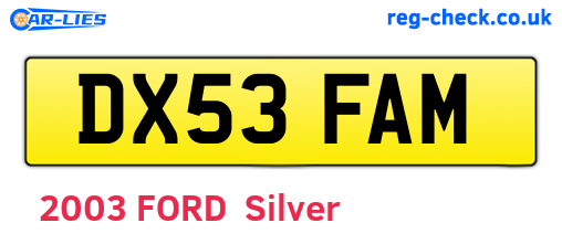 DX53FAM are the vehicle registration plates.