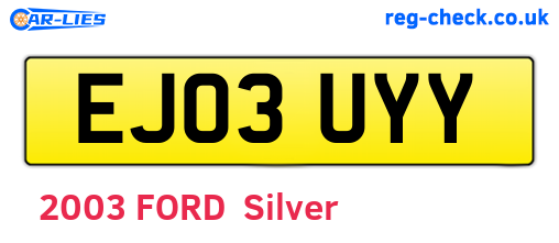 EJ03UYY are the vehicle registration plates.